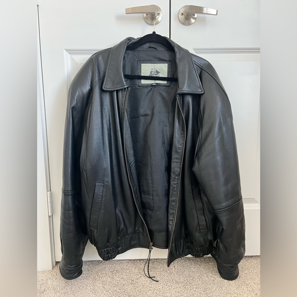 Vintage Black Leather Jacket size men XL